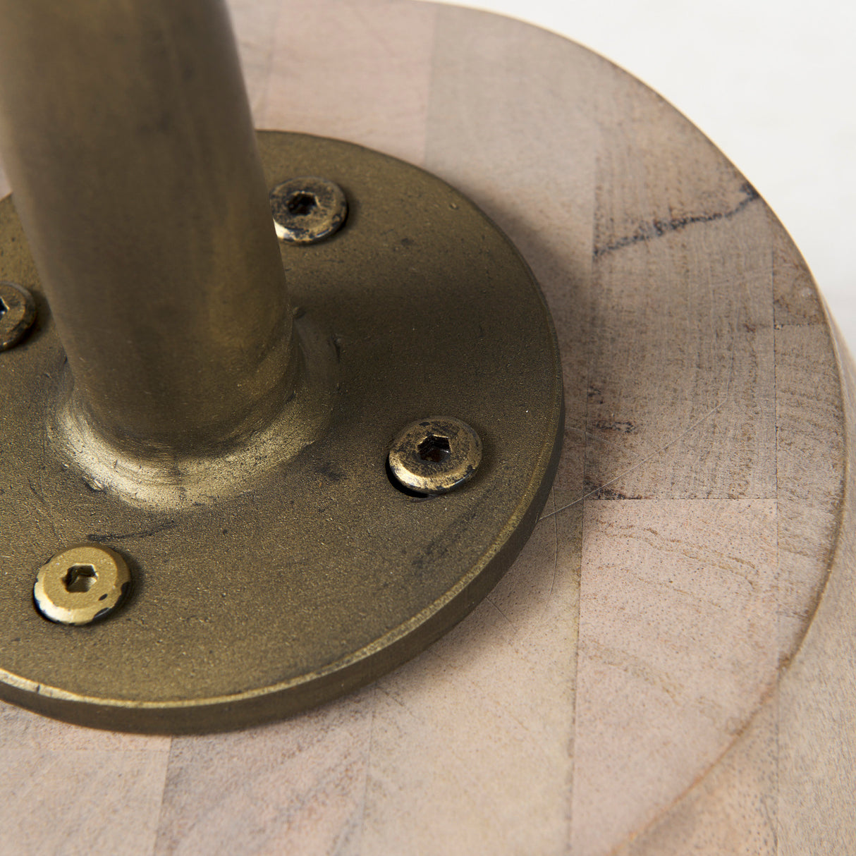 Maxwell 20" Round Light Brown Wood w/ Gold Metal Pedestal Side Table from Mercana - Luna Furniture