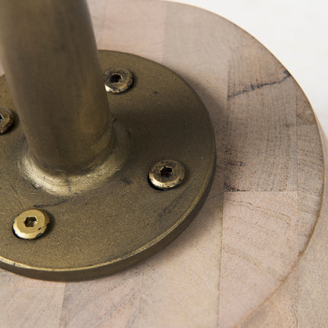 Maxwell 20" Round Light Brown Wood w/ Gold Metal Pedestal Side Table from Mercana - Luna Furniture