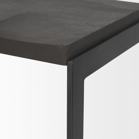 Kiran 17L x 17W x 26H Black Wood W/ Black Metal Base C-Shape Counter Stool from Mercana - Luna Furniture