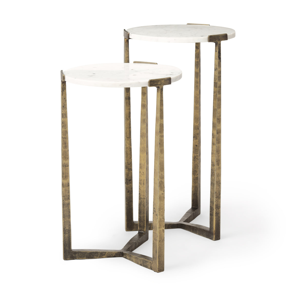 Atticus Marble and Antiqued Gold Metal Nesting Accent Tables (Set of 2) from Mercana - Luna Furniture