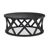 Forsey 28.0L x 45.3W x 18.0H Black Solid Wood Round Coffee Table from Mercana - Luna Furniture
