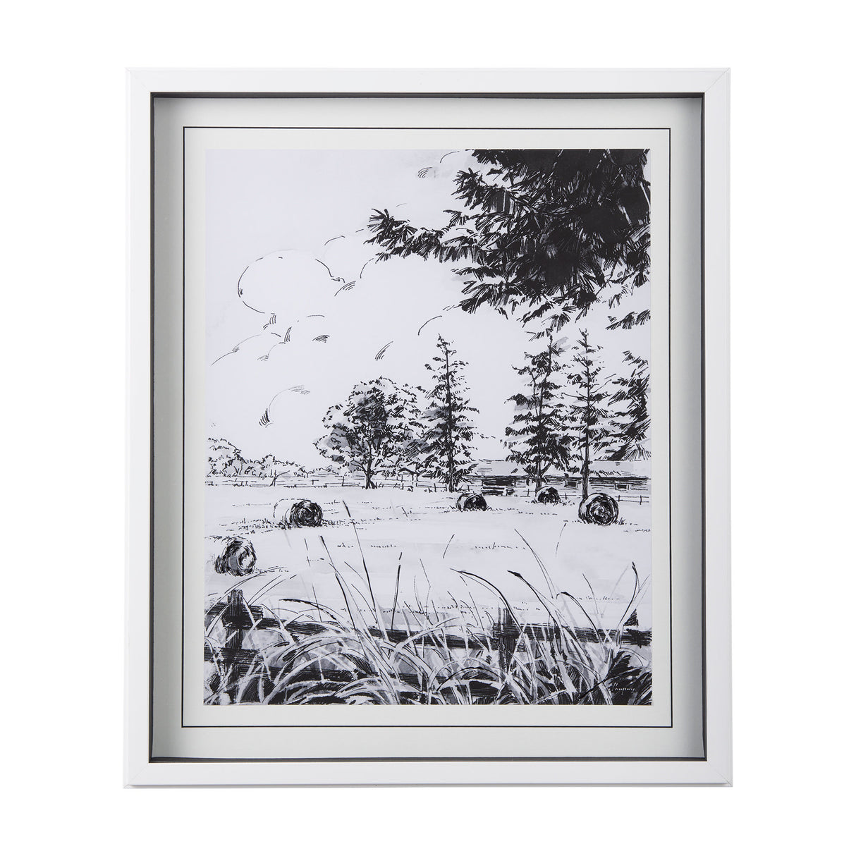 Farm View II by Mercana Studio a Hand Embellished Textured Framed Art Print Matted under Glass from Mercana - Luna Furniture