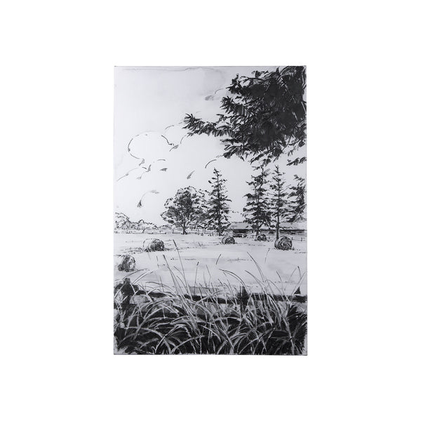 Farm View II by Mercana Studio a Hand Embellished Textured Canvas