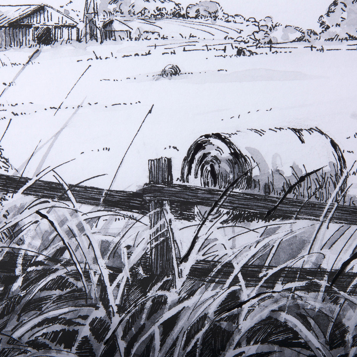 Farm View I by Mercana Studio a Hand Embellished Textured Framed Art Print Matted under Glass from Mercana - Luna Furniture