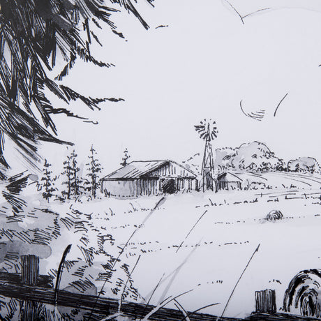 Farm View I by Mercana Studio a Hand Embellished Textured Framed Art Print Matted under Glass from Mercana - Luna Furniture
