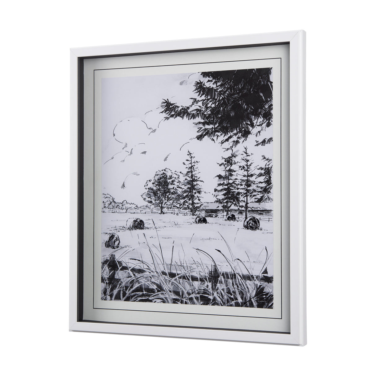 Farm View II by Mercana Studio a Hand Embellished Textured Framed Art Print Matted under Glass from Mercana - Luna Furniture