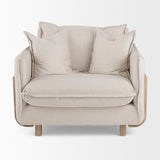Roy II Beige Upholstered and Brown Wood Frame Arm Chair from Mercana - Luna Furniture