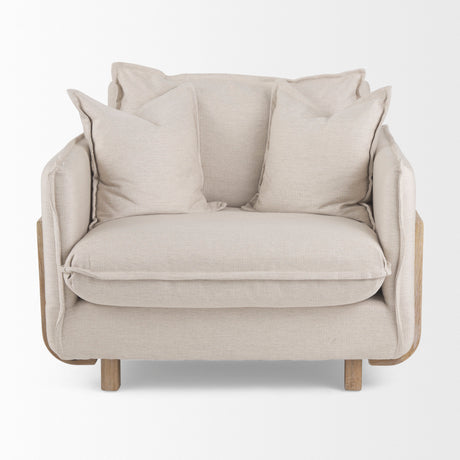 Roy II Beige Upholstered and Brown Wood Frame Arm Chair from Mercana - Luna Furniture
