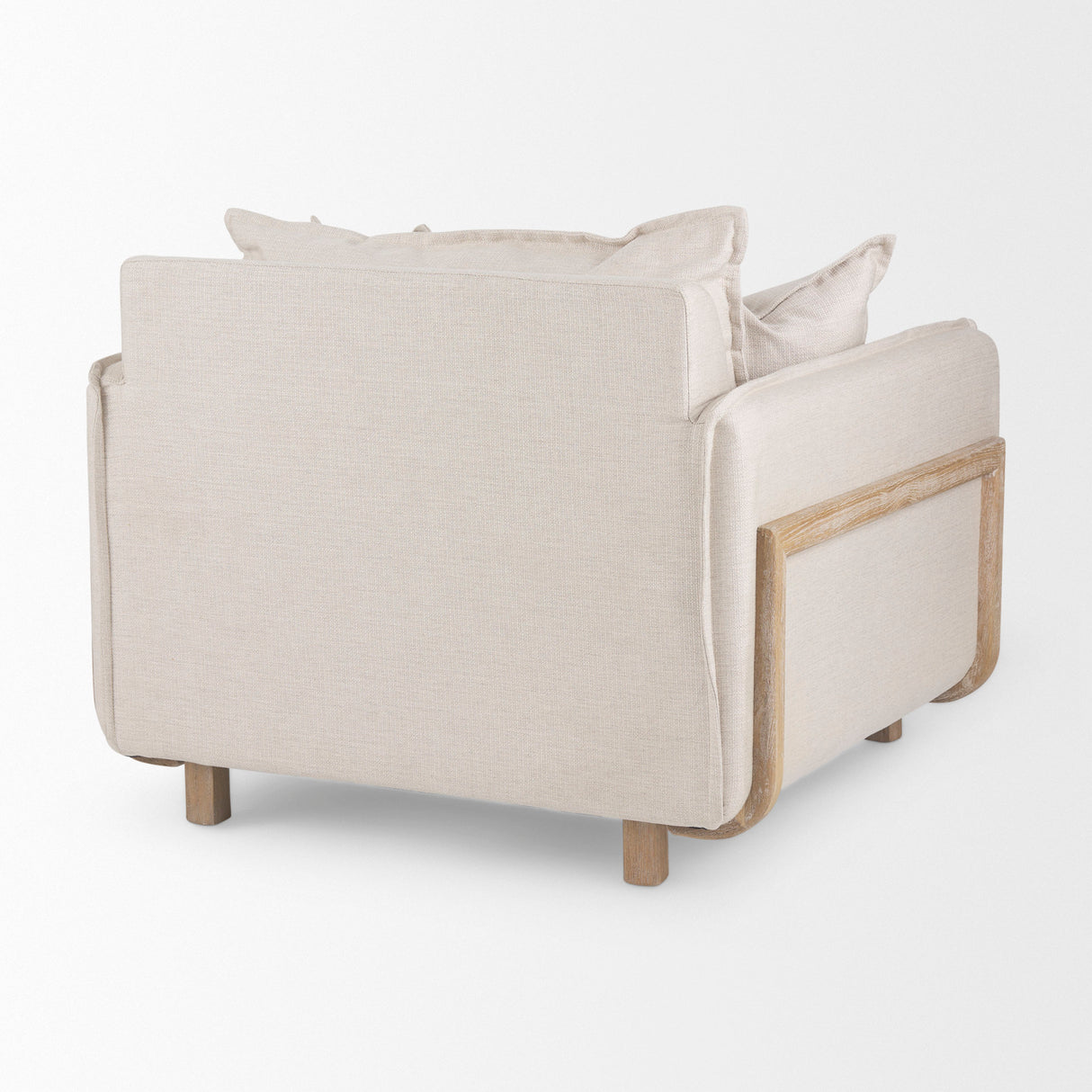 Roy II Beige Upholstered and Brown Wood Frame Arm Chair from Mercana - Luna Furniture
