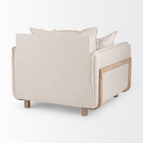 Roy II Beige Upholstered and Brown Wood Frame Arm Chair from Mercana - Luna Furniture