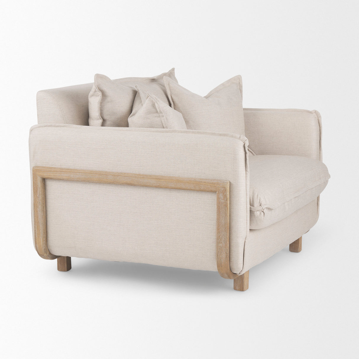 Roy II Beige Upholstered and Brown Wood Frame Arm Chair from Mercana - Luna Furniture