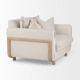 Roy II Beige Upholstered and Brown Wood Frame Arm Chair from Mercana - Luna Furniture