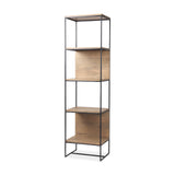 Morris 19.75 L x 15.0W x 72.5H Beige Wood W/Black Metal Frame 4-Tier Shelving Unit from Mercana - Luna Furniture