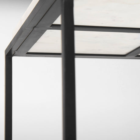 Nathan II 18" x 20" Square Top White Marble and Black Metal End/Side Table from Mercana - Luna Furniture