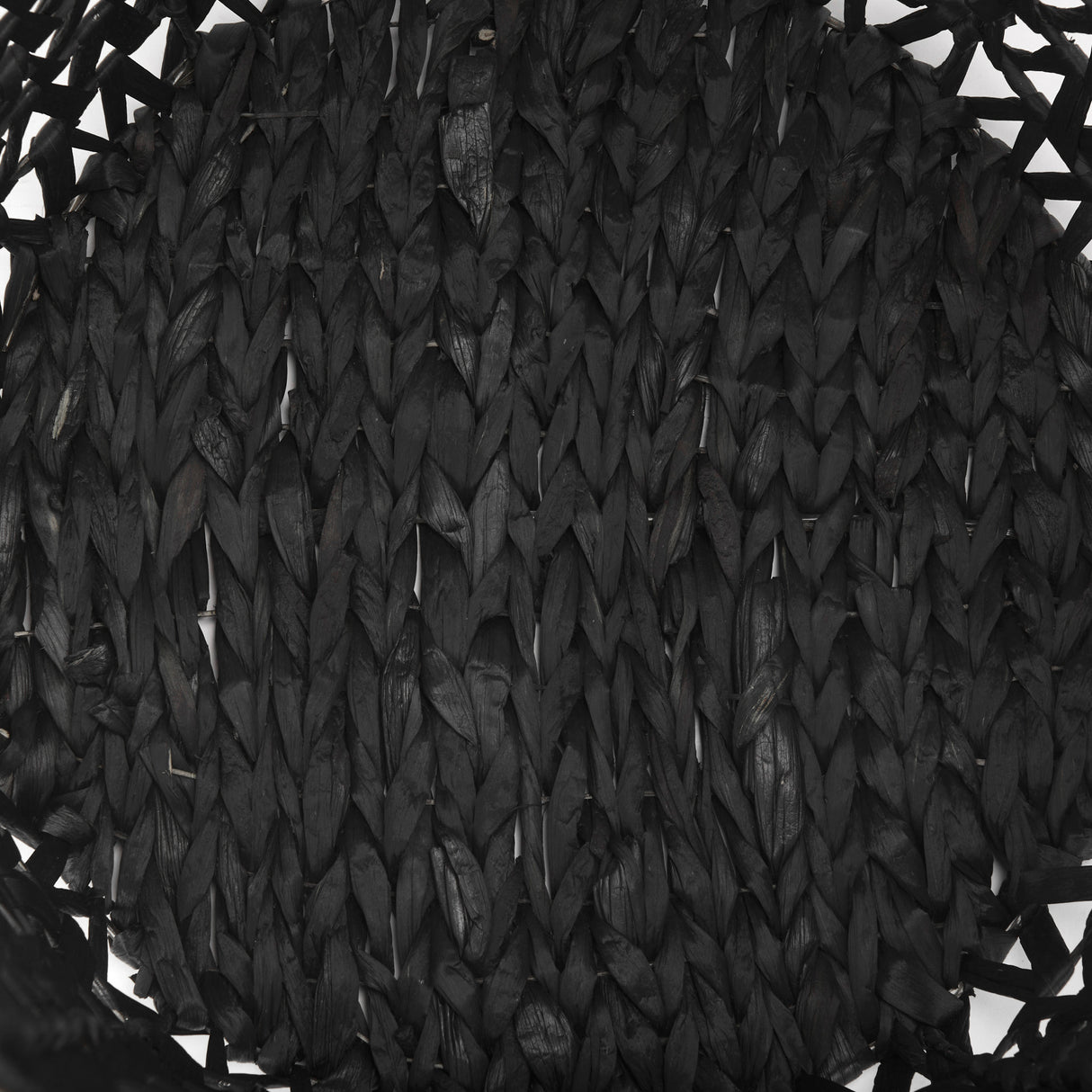 Lola (Set of 3) Black Water Hyacinth Zig Zag Weave Round Basket W/ Handles from Mercana - Luna Furniture