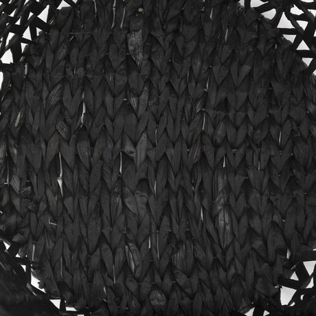Lola (Set of 3) Black Water Hyacinth Zig Zag Weave Round Basket W/ Handles from Mercana - Luna Furniture