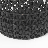 Lola (Set of 3) Black Water Hyacinth Zig Zag Weave Round Basket W/ Handles from Mercana - Luna Furniture