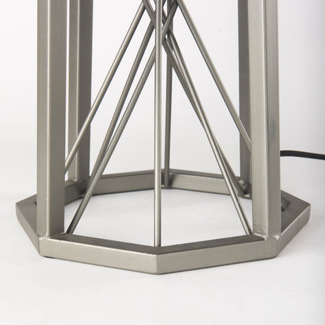 Raen (28.5"H) Gray Metal Octagonal Base w/Beige Shade Table Lamp from Mercana - Luna Furniture
