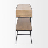 Morris 63.0L x 15.0W x 31.0H Beige Wood w/ Black Metal Frame 2 Drawer Console Table from Mercana - Luna Furniture