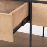 Morris 63.0L x 15.0W x 31.0H Beige Wood w/ Black Metal Frame 2 Drawer Console Table from Mercana - Luna Furniture