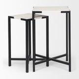 Lucas III (Set of 2) 15L x 15W; 12L x 12W White Marble W/Black Iron Frame Accent Tables from Mercana - Luna Furniture