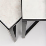 Lucas III (Set of 2) 15L x 15W; 12L x 12W White Marble W/Black Iron Frame Accent Tables from Mercana - Luna Furniture