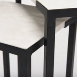 Lucas III (Set of 2) 15L x 15W; 12L x 12W White Marble W/Black Iron Frame Accent Tables from Mercana - Luna Furniture
