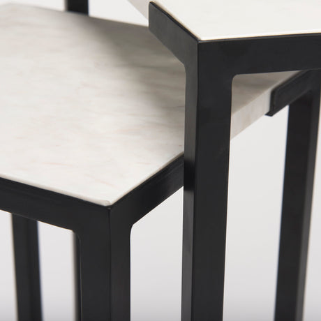 Lucas III (Set of 2) 15L x 15W; 12L x 12W White Marble W/Black Iron Frame Accent Tables from Mercana - Luna Furniture