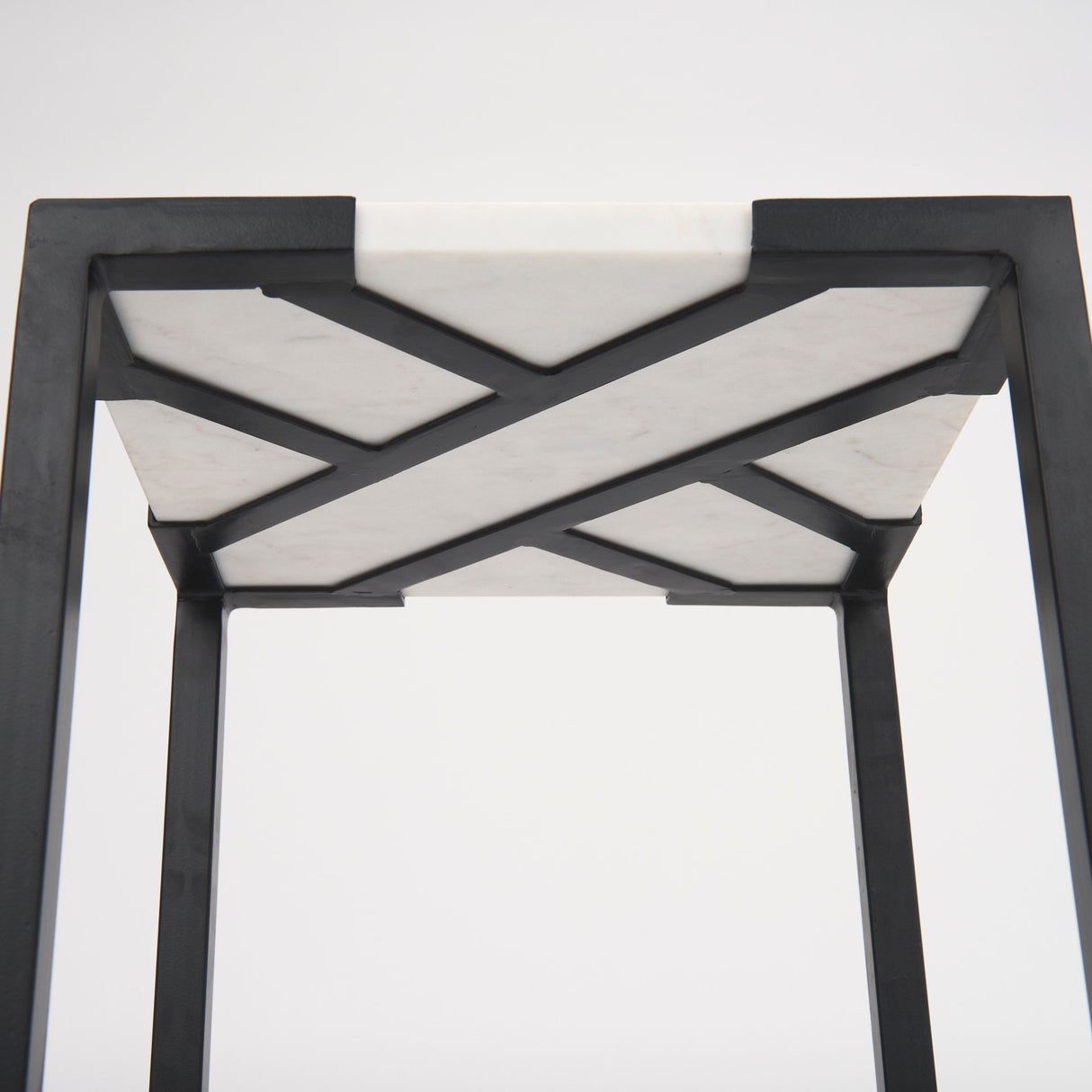 Lucas III (Set of 2) 15L x 15W; 12L x 12W White Marble W/Black Iron Frame Accent Tables from Mercana - Luna Furniture