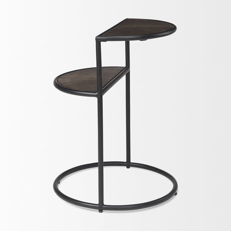 Arlo 20.5L x 20.5W x 24.4H Brown Wood W/Black Metal End Table from Mercana - Luna Furniture