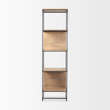 Morris 19.75 L x 15.0W x 72.5H Beige Wood W/Black Metal Frame 4-Tier Shelving Unit from Mercana - Luna Furniture