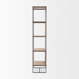 Morris 19.75 L x 15.0W x 72.5H Beige Wood W/Black Metal Frame 4-Tier Shelving Unit from Mercana - Luna Furniture