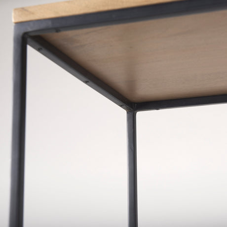 Morris 19.75 L x 15.0W x 72.5H Beige Wood W/Black Metal Frame 4-Tier Shelving Unit from Mercana - Luna Furniture