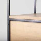 Morris 19.75 L x 15.0W x 72.5H Beige Wood W/Black Metal Frame 4-Tier Shelving Unit from Mercana - Luna Furniture