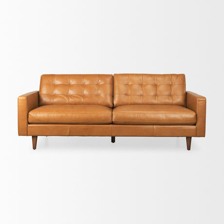 Olaf 88.2L x 37.8W x 35.0H Tan Leather Sofa from Mercana - Luna Furniture