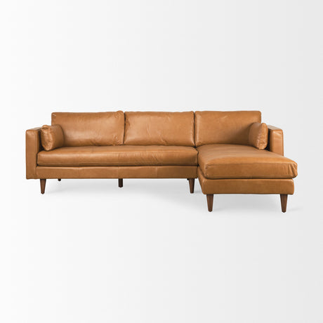 Elton 111.4L x 68.1W x 34.3H Tan Leather Right Chaise Sectional from Mercana - Luna Furniture