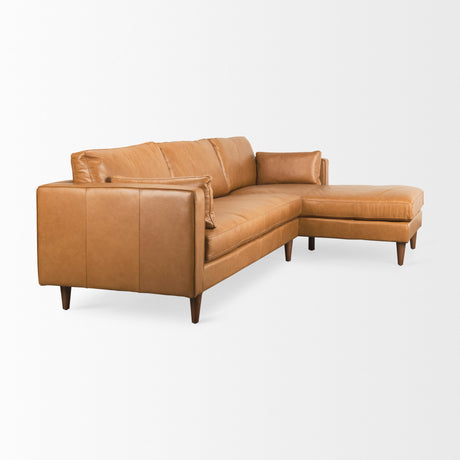Elton 111.4L x 68.1W x 34.3H Tan Leather Right Chaise Sectional from Mercana - Luna Furniture