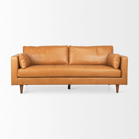 Elton 87.8L x 37.8W x 34.6H Tan Leather Sofa from Mercana - Luna Furniture