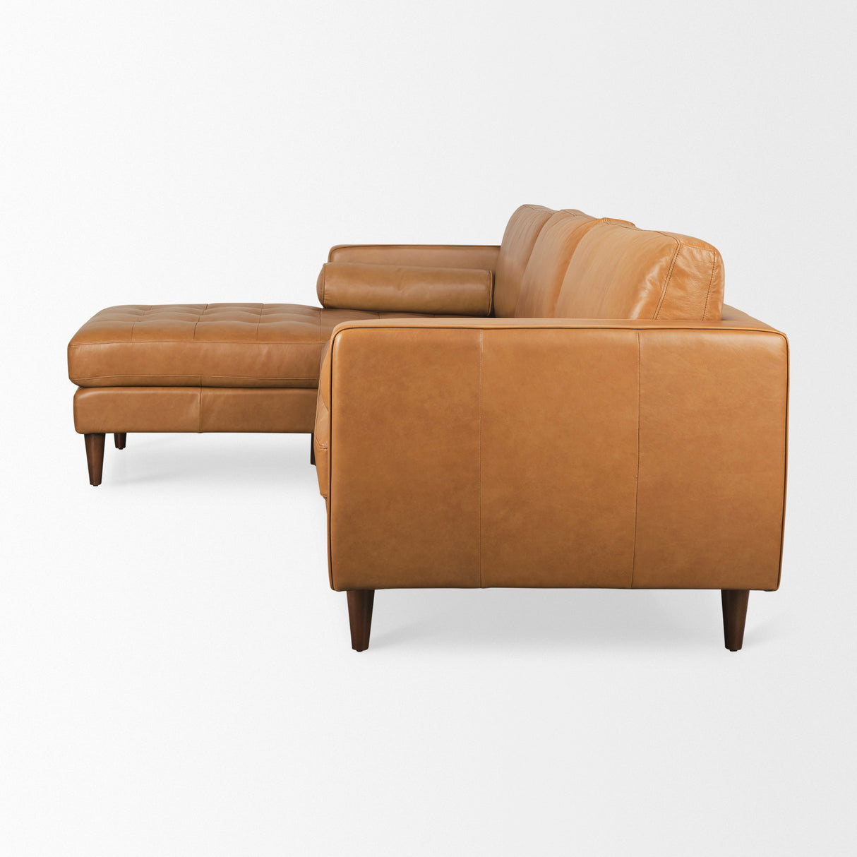 Svend 111.4L x 68.0W x 33.9H Tan Leather Left Chaise Sectional Sofa from Mercana - Luna Furniture