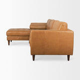 Svend 111.4L x 68.0W x 33.9H Tan Leather Left Chaise Sectional Sofa from Mercana - Luna Furniture