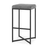 Frodo 29.75H Gray Fabric Seat W/Black Iron Frame Bar Stool from Mercana - Luna Furniture