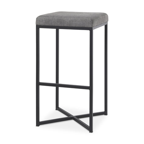 Frodo 29.75H Gray Fabric Seat W/Black Iron Frame Bar Stool from Mercana - Luna Furniture