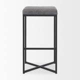 Frodo 29.75H Gray Fabric Seat W/Black Iron Frame Bar Stool from Mercana - Luna Furniture