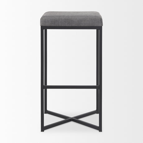 Frodo 29.75H Gray Fabric Seat W/Black Iron Frame Bar Stool from Mercana - Luna Furniture