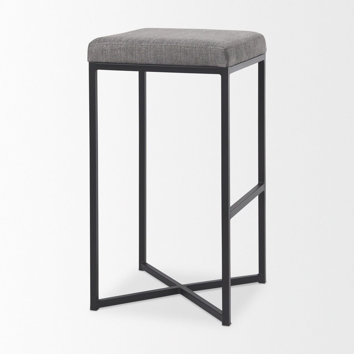 Frodo 29.75H Gray Fabric Seat W/Black Iron Frame Bar Stool from Mercana - Luna Furniture