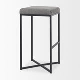 Frodo 29.75H Gray Fabric Seat W/Black Iron Frame Bar Stool from Mercana - Luna Furniture