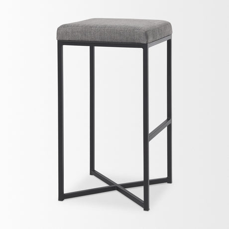 Frodo 29.75H Gray Fabric Seat W/Black Iron Frame Bar Stool from Mercana - Luna Furniture