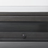 Arelius 42"L Rectangular Glass-Top Black-Brown Wood w/ Black Metal Base Display Coffee Table from Mercana - Luna Furniture