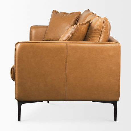 Lake Como 85.8L x 36.6W x 32.3H Tan Leather Three Seater Sofa from Mercana - Luna Furniture