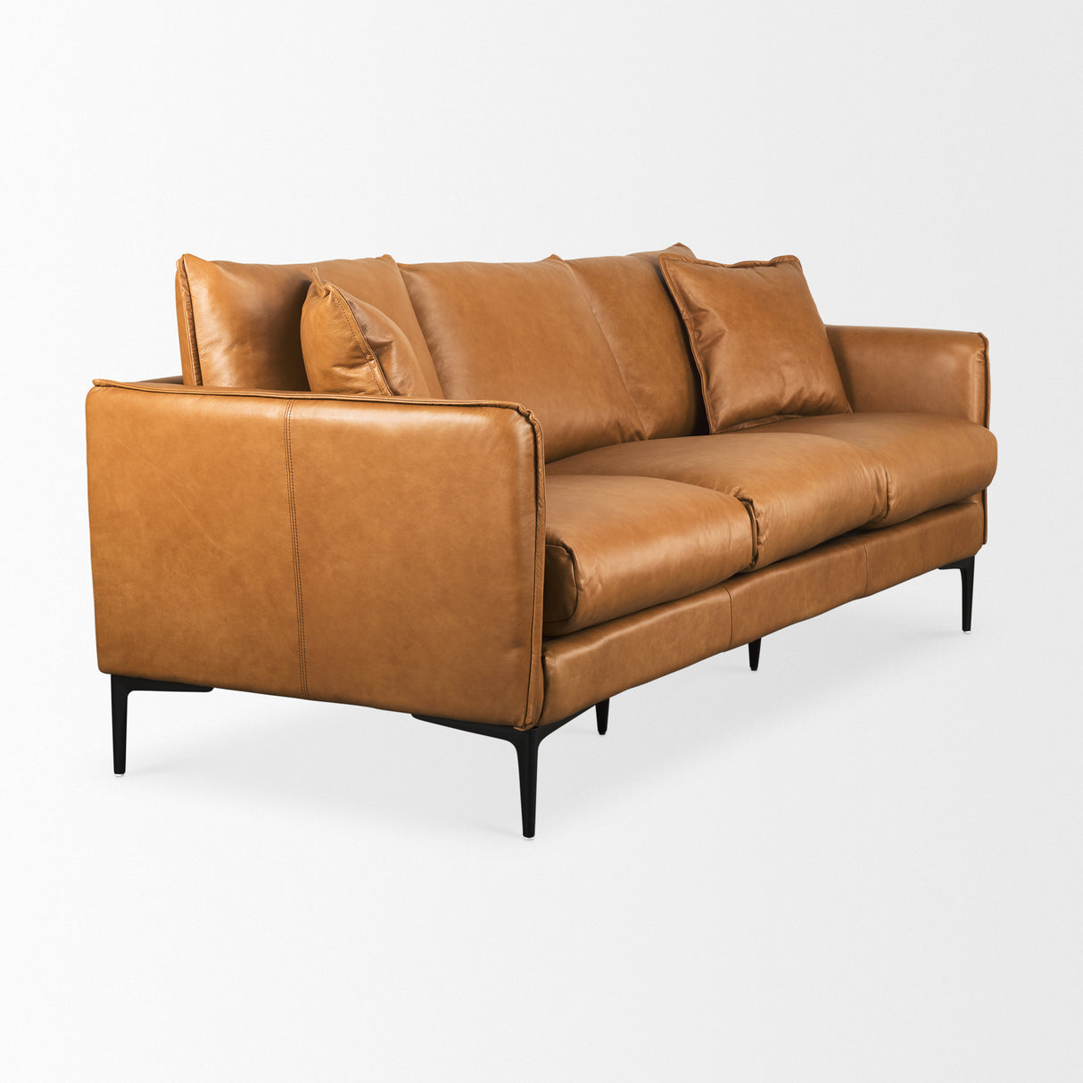 Lake Como 85.8L x 36.6W x 32.3H Tan Leather Three Seater Sofa from Mercana - Luna Furniture